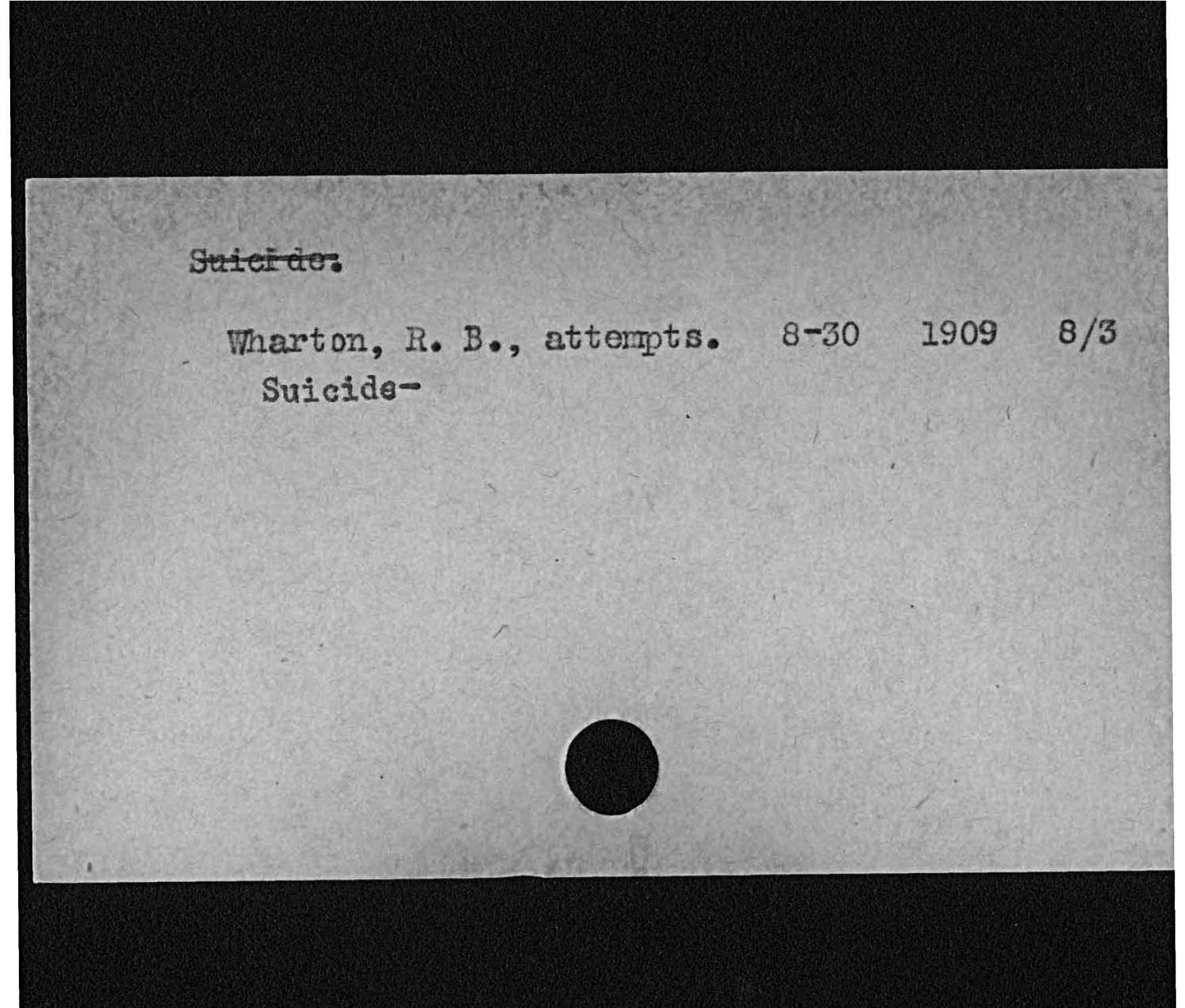 MetdeWharton R. B. attempts.Suicide8/ 3   30 1909